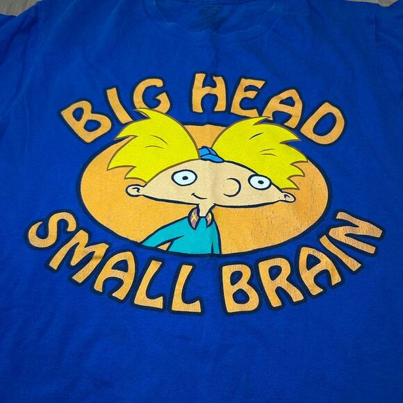 Blue vintage Nickelodeon 'Hey Arnold' Big Head Small Brain graphic tee   Size‎ M - Picture 2 of 6